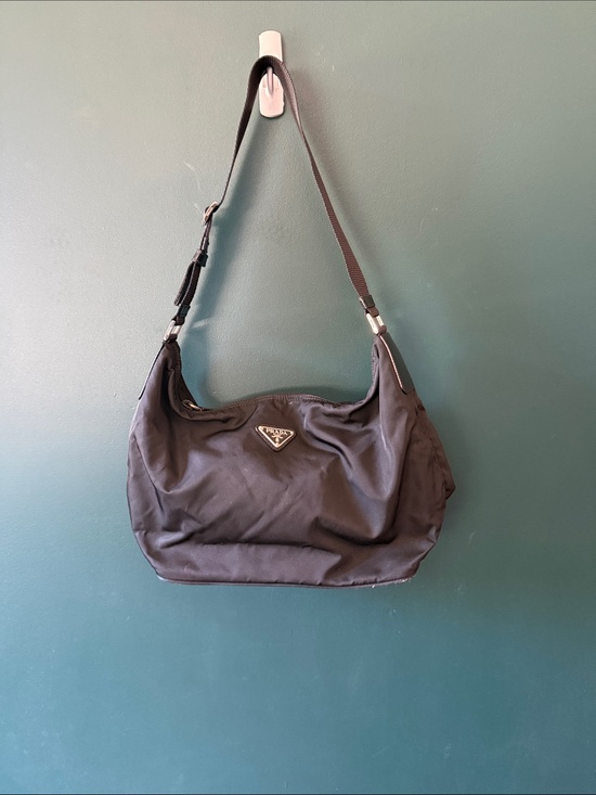Prada Handbags - Vintage Prada Tessuto Black Nylon Hobo Shoulder Bag + Dust Bag